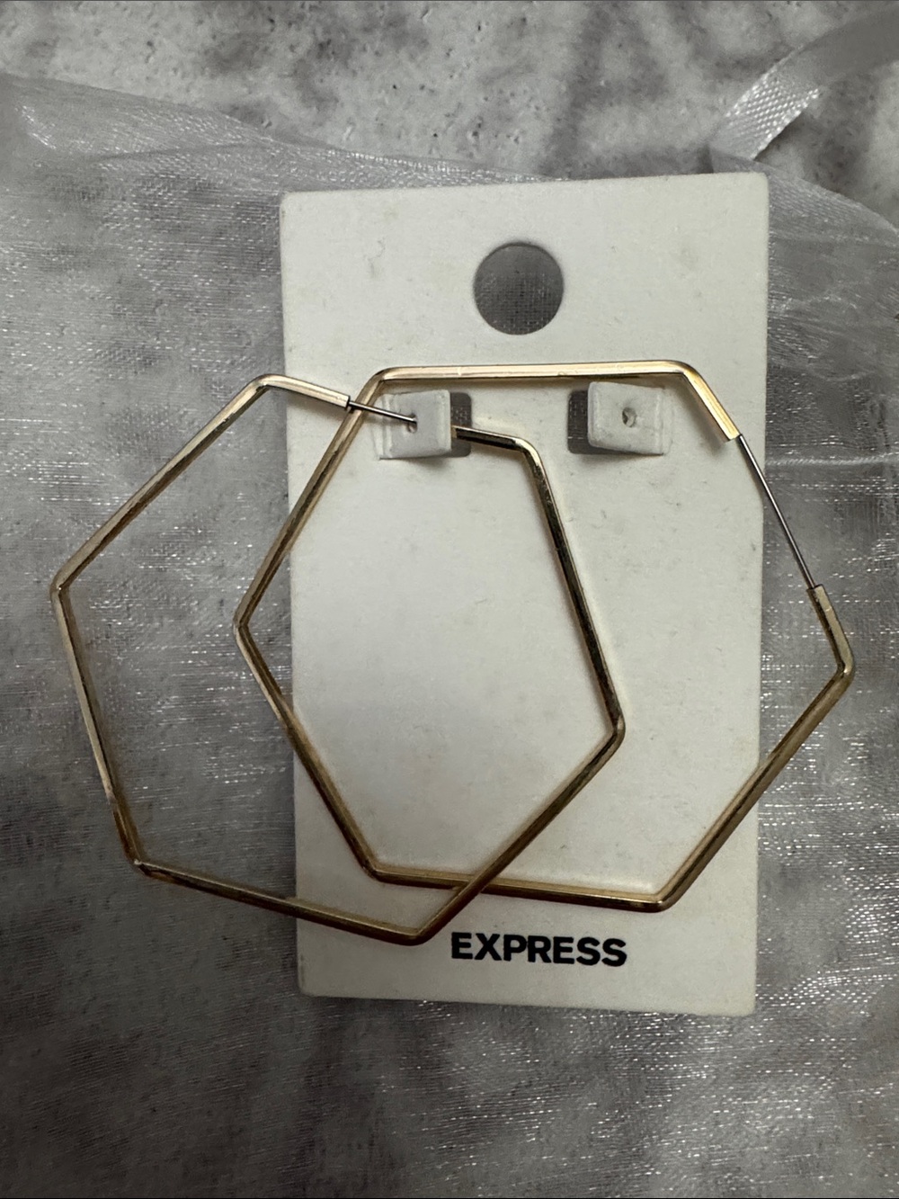 Express Gold Hexagonal Hoop Earrings
